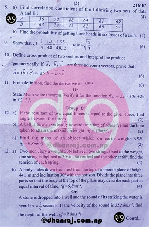 Mathematics Grade 12 Xii Question Paper 2076 2019 Sub Code
