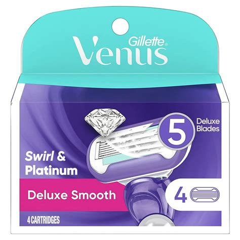 Gillette Venus Extra Smooth Swirl Womens Razor Blade Refills 4 Count