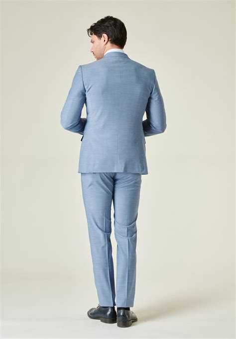 Angelico Light Blue Suit Structured Fabric Custom Suits For Man Made