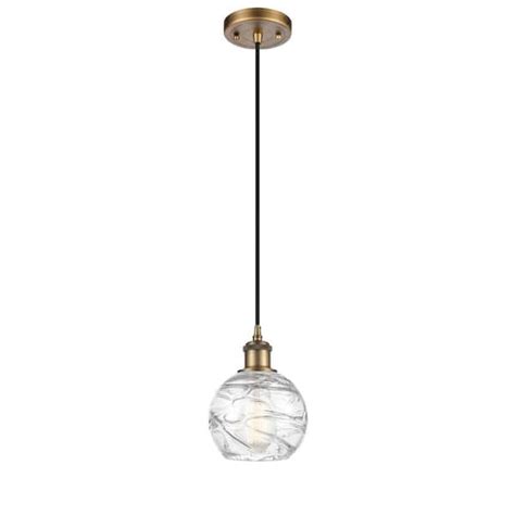 Innovations Athens Deco Swirl 1 Light Brushed Brass Globe Pendant Light With Clear Deco Swirl