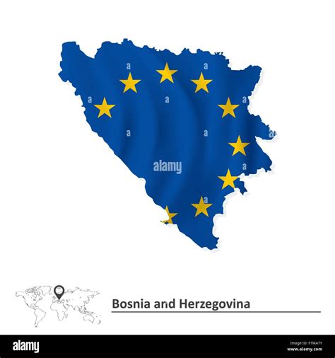 Map Of Bosnia And Herzegovina With European Union Flag Vector