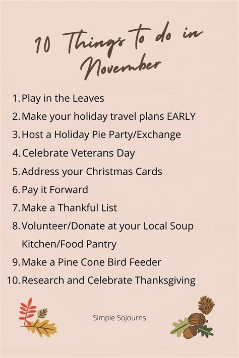 10 Things To Do In November Simple Sojourns