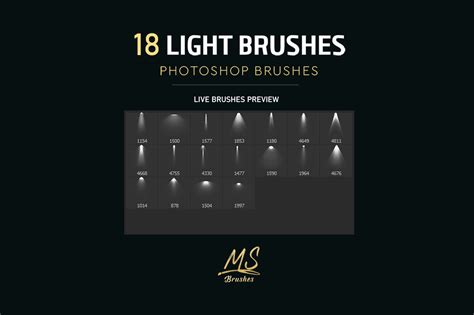 Realistic Light Brushes For Photoshop On Yellow Images Creative Store