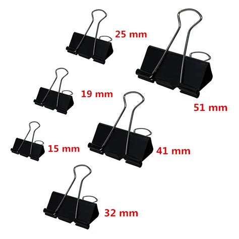 Amazon Hot Sell 6 Size Black Metal Binder Clips Assorted Sizes Buy
