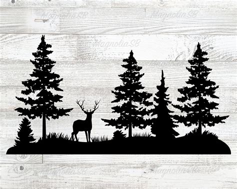 Deer In Pine Forest Svg Dxf Deer Clipart Cutting Deer And Etsy Canada