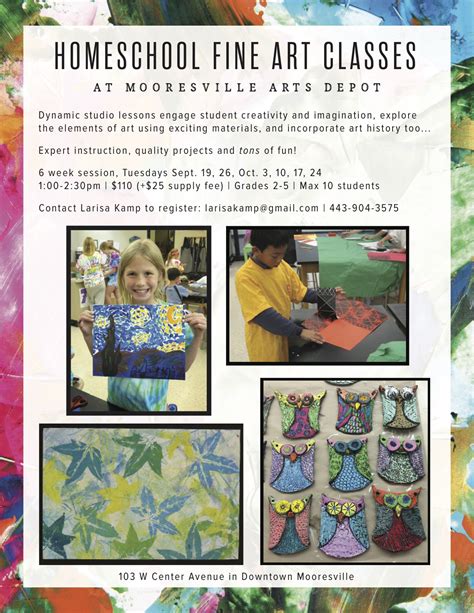 Homeschool Fine Art Classes At Mooresville Arts Depot Homeschoolology