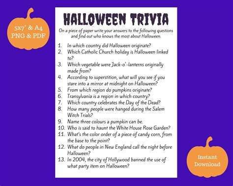 Halloween Trivia Game Etsy