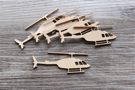 Unfinished Wooden Helicopter Plane Cut Outs Diy Crafting Wood Etsy