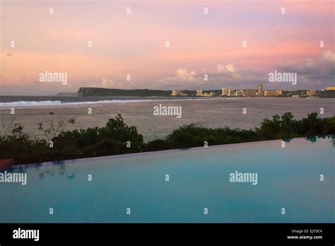 Cityscape Of Guam And Two Lovers Point At Sunset Guam Usa Stock Photo