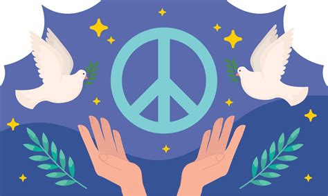 Peace Doves With Symbol 10479235 Vector Art At Vecteezy