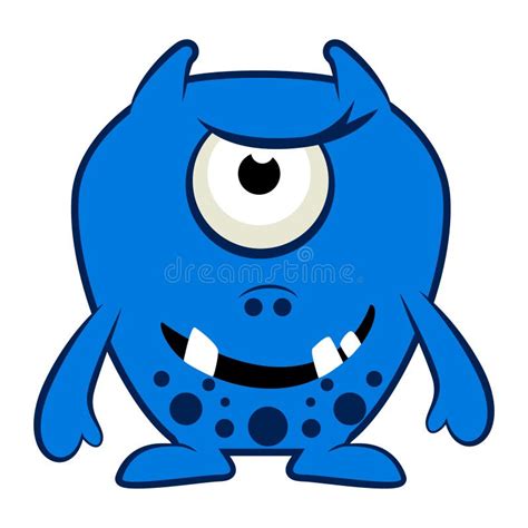 Cartoon Blue Monster Halloween Vector Illustration Of Blue Monster