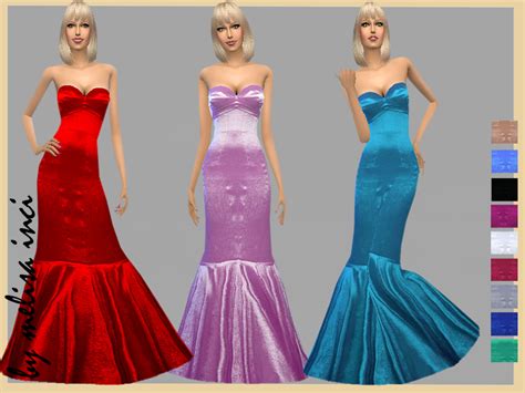 Sims 4 Ccs The Best Mermaid Satin Dress By Melisa Inci