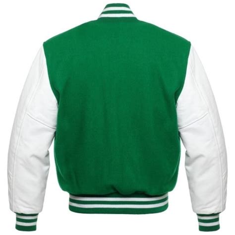 Kelly Green Letterman Jacket With White Leather Sleeves