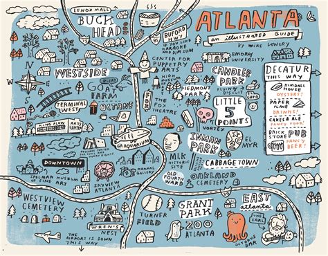 Favorite spots in Atlanta by Mike Lowery | Atlanta map, Atlanta art, Atlanta travel