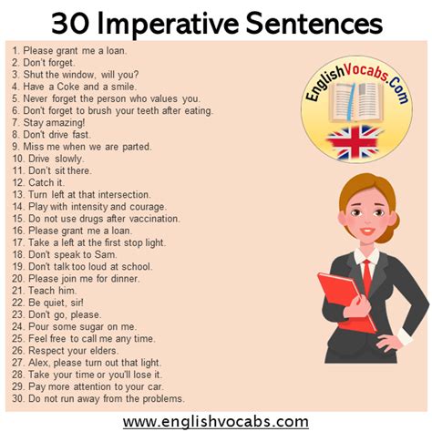 30 Imperative Sentences Examples Of Imperatives English Vocabs