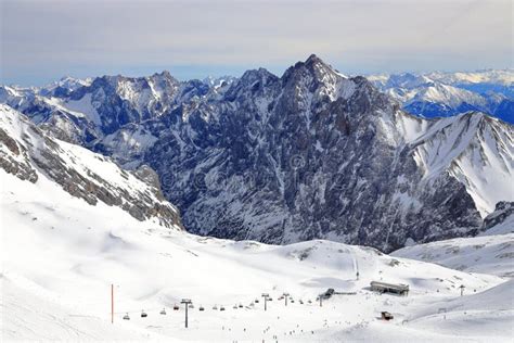 Panorama View Of Snow Mountain From Zugspitze The Highest Point Of