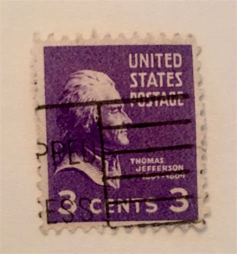 1938 Vintage Rare 3 Cent Thomas Jefferson Purple Stamp Etsy