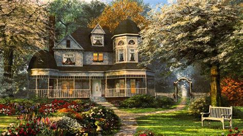 Country Mansion Paintings By Dominic Davison 1366x768 Download