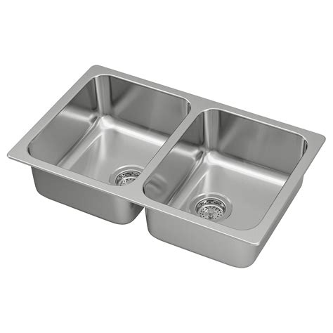 Use the inside of the wrist or the elbow to test the water, which gently slip the baby into the tub or sink. HILLESJÖN Inset sink, 2 bowls, stainless steel - IKEA
