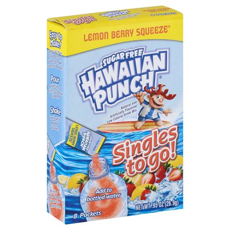 Hawaiian Punch Singles To Go Sugar Free Lemon Berry Squeeze Drink Mix Shop Mixes Flavor