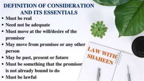 Consideration Meaning Definition And Essentials Law With Shaheen