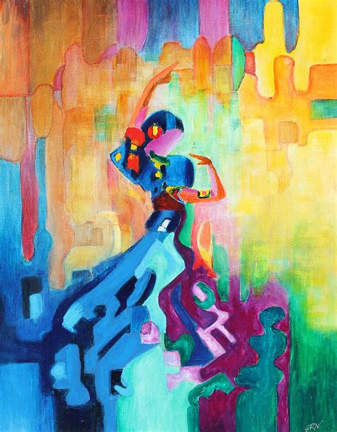 Flamenco In Blue Spanish Dance Painting By Sanjeev Nandan