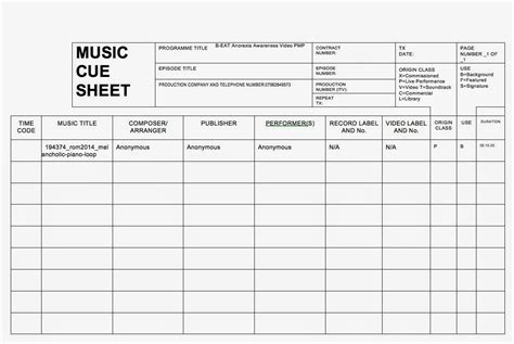 Learn how to file a industry standard cue sheet correctly here. Production Management Project