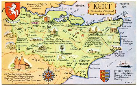 Postcard Map Of Kent The Garden Of England Drawn By M F P Flickr