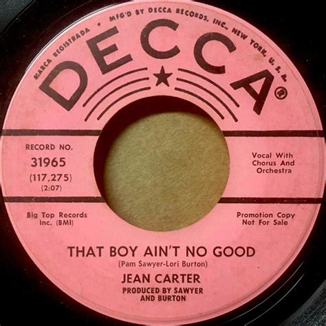 Jean Carter That Boy Aint No Good 1966 Vinyl Discogs