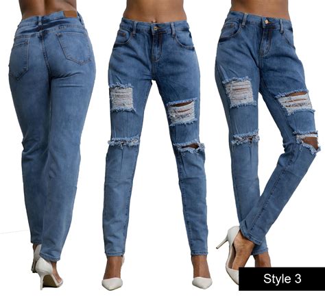 Ladies Ripped Sexy Skinny Jeans Womens High Waist Jegging Plus Size 8 22 Ebay