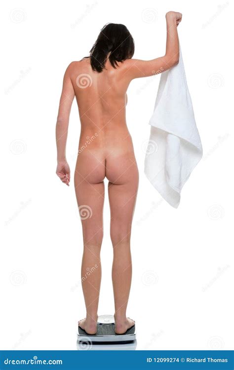 Naked Woman Weighing Herself Stock Photo Image Of Nude Naked