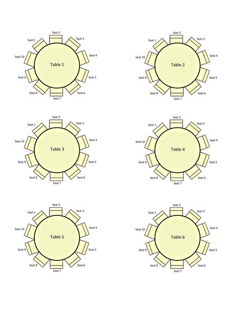 Wedding Round Table Seating Chart Template