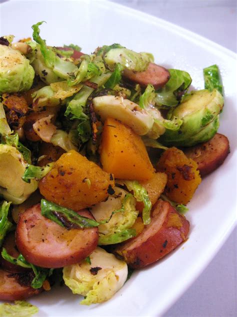 Be the first to rate & review! Cara's Cravings » Shredded Brussels Sprouts with Winter Squash and Apple Chicken Sausage