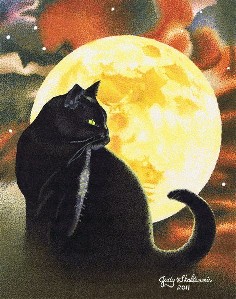 Cat Art By Artist Judy Skaltocunis Black Cat In The