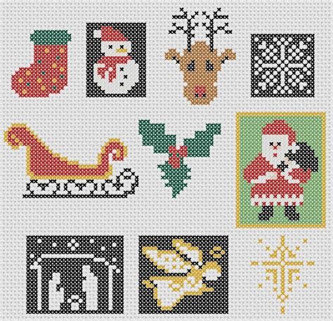 christmas cross stitch motifs collection of 22 quick designs etsy cross stitch patterns