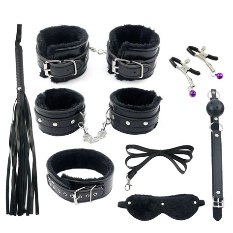 fetish adult sm bed restraints bondage set hand cuff whip ball and blindfold sex toys for