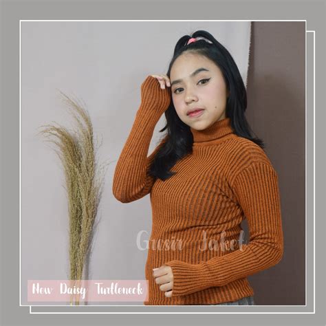 New Daisy Turtleneck Sweater Rajut Wanita Korea Baju Wanita Fashion Wanita Sweater Daisy