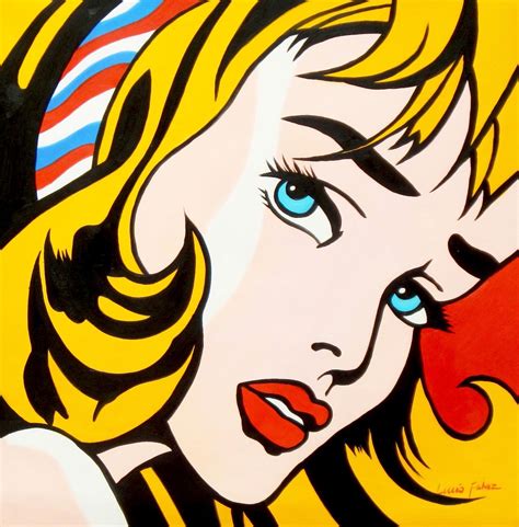 Homage To Roy Lichtenstein Girl With Hair Band 80x80 Cm Reproduction