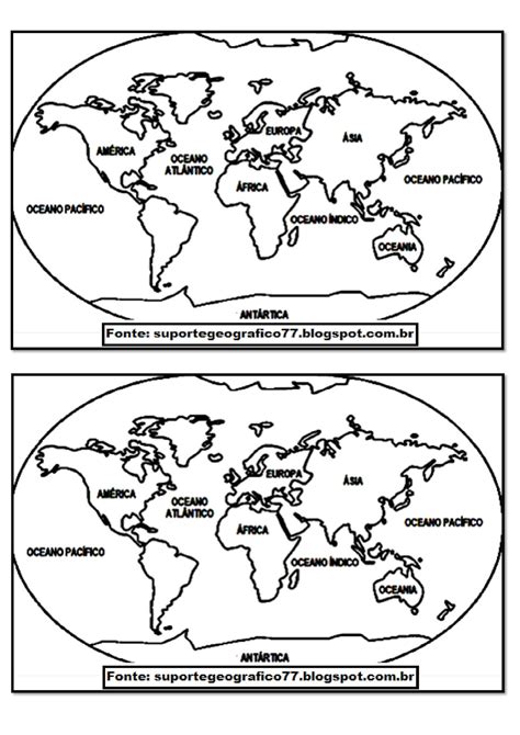 Colorir Mapa Mundi Continentes EDUCA