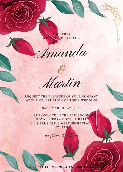 9 Romantic Roses Wedding Invitation Templates For Your Special Day
