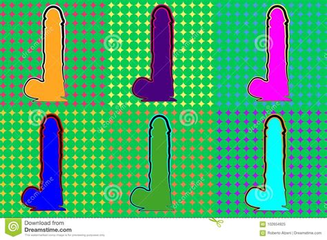 Colorful Sex Toys Icon Pop Art Style Vector Illustration Stock