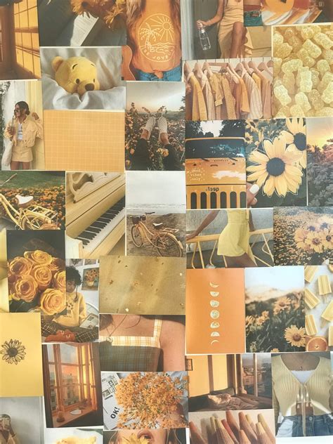 Yellow Aesthetic Wall Collage Set Physical Prints Etsy