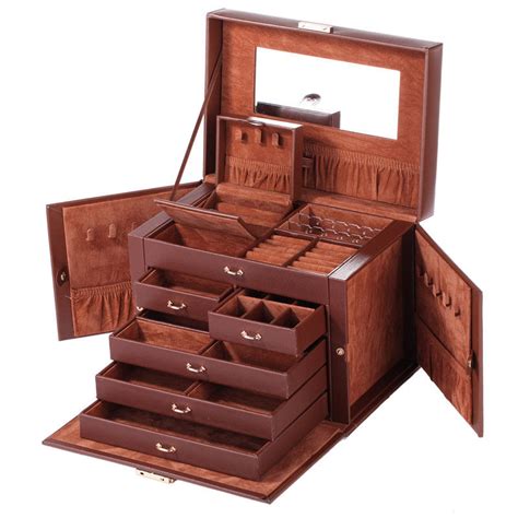 Leather Jewelry Box Ring Necklace Storage Organizer Travel Case T