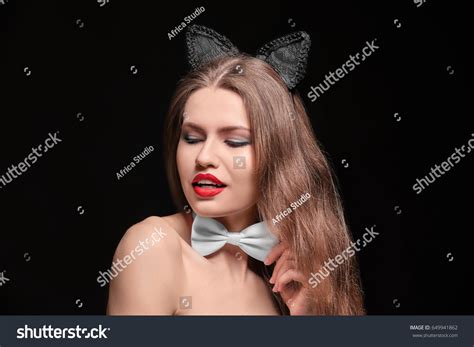 Sexy Beautiful Woman Cat Ears On Stock Photo Shutterstock