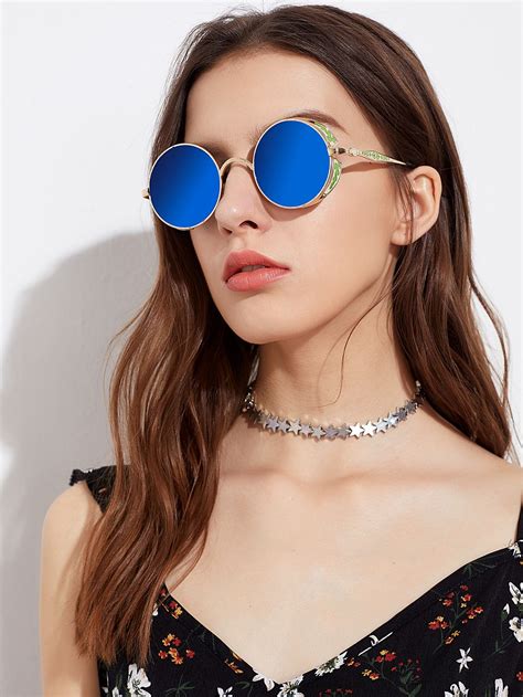 shop tinted lens round sunglasses online shein offers tinted lens round sunglasses and more to