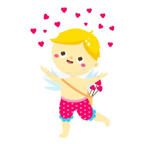 Cute Cupid With Love Arrows Cartoon St Valentines Day Character Amur