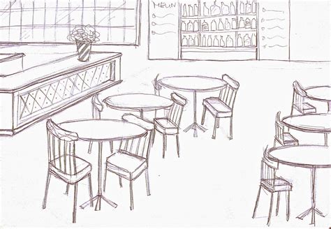 Coffee Shop Drawing Simple Easy Drawing Step