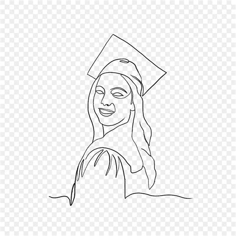 Abstract Line Drawing Female Graduates With Smile Vector Wing Drawing