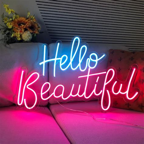 Hello Beautiful Custom Neon Sign Led Neon Sign Custom Flex Led Etsy