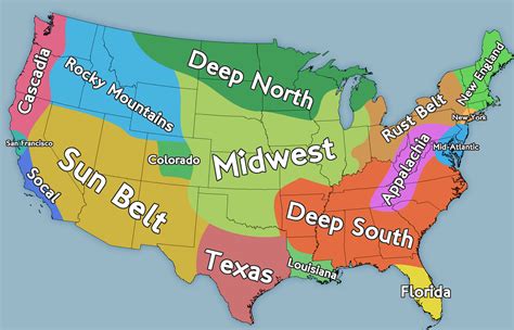 Updated Cultural And Geographical Regions Of The Usa Oc